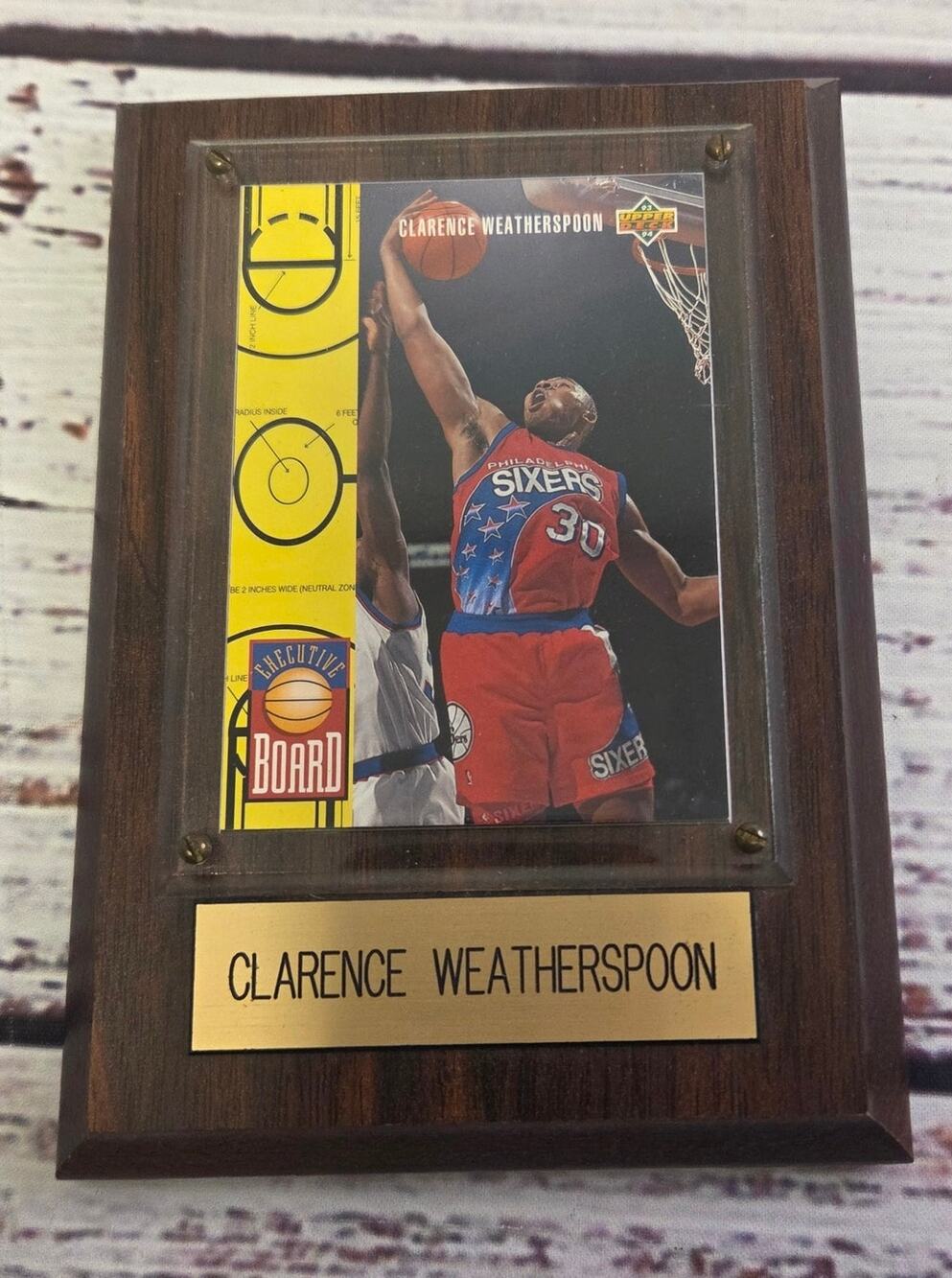 Clarence Weatherspoon 76ers Upper Deck Plaque Framed Card Display